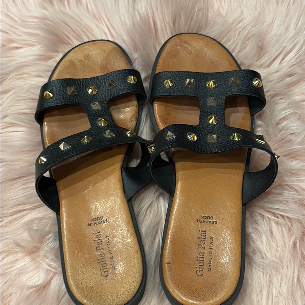 Giulia Palai Slip-On Sandals with Studded Straps